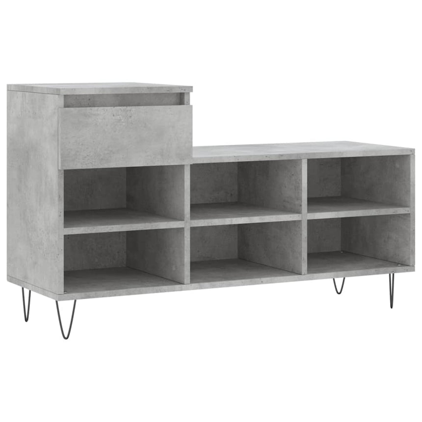 Schoenenkast 102X36X60 Cm Bewerkt Hout Betongrijs