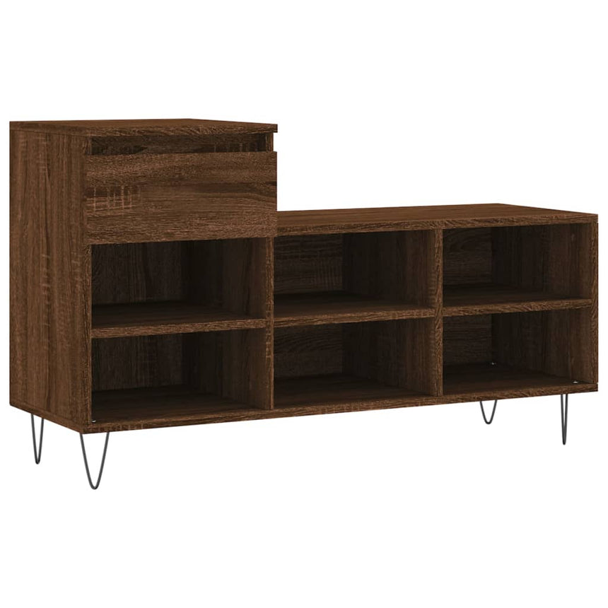 Schoenenkast 102X36X60 Cm Bewerkt Hout Bruin Eikenkleur Grijs Sonoma