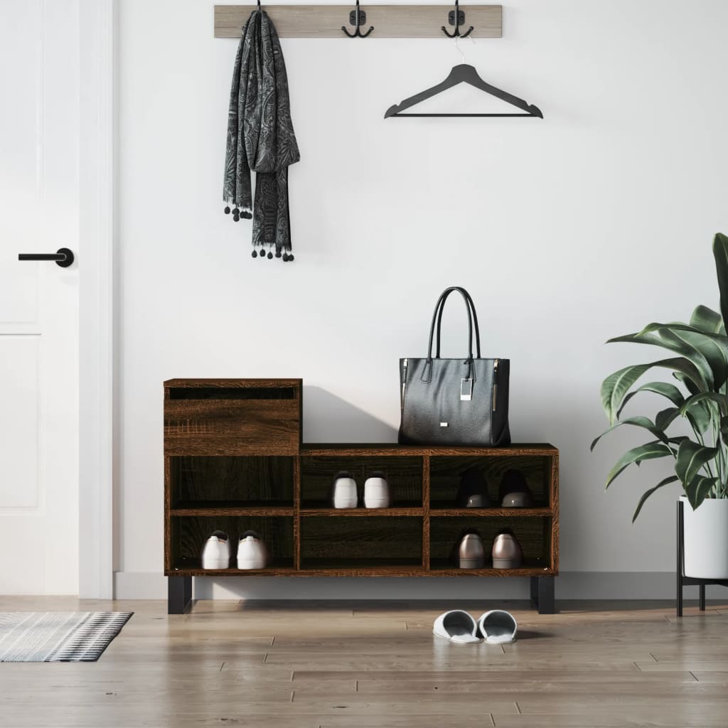 Schoenenkast 102X36X60 Cm Bewerkt Hout Bruin Eikenkleur