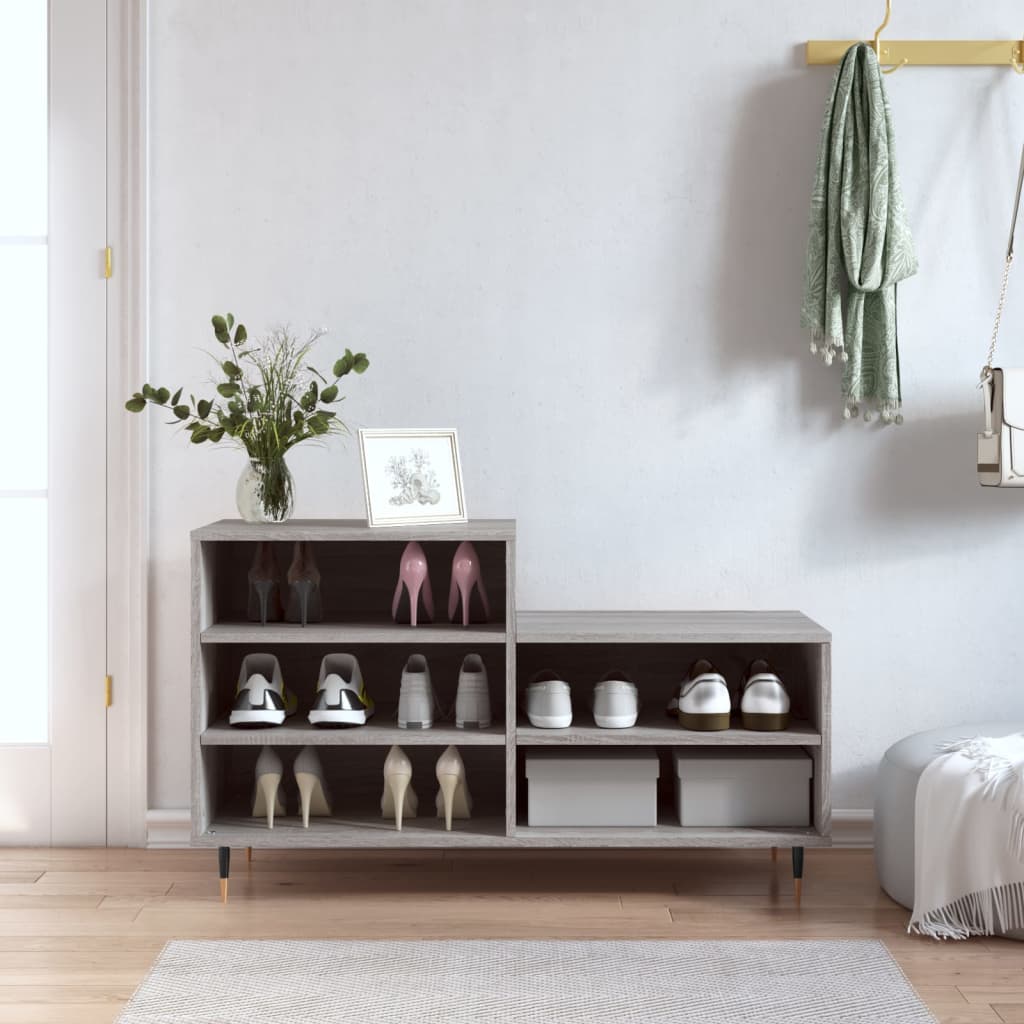 Schoenenkast 102X36X60 Cm Bewerkt Hout Sonoma Grijs Grijs Sonoma
