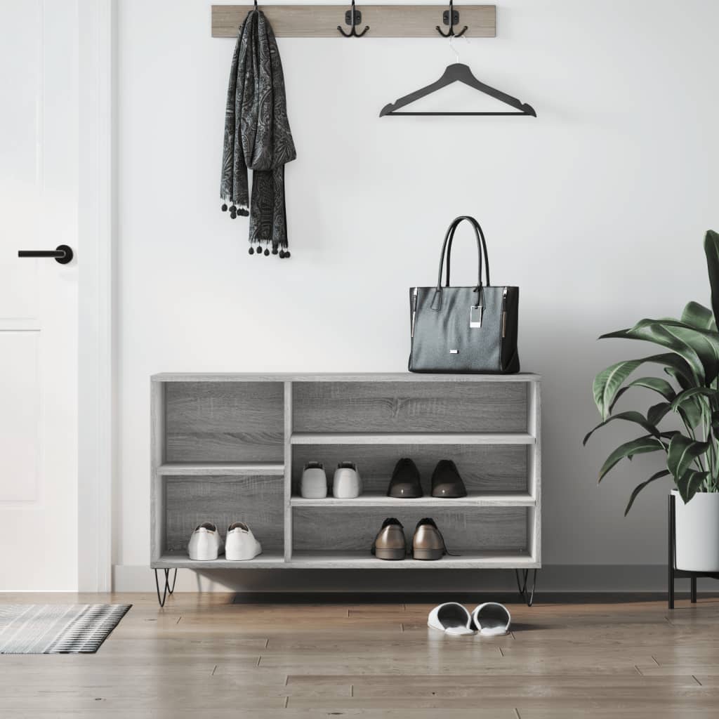Schoenenkast 102X36X60 Cm Bewerkt Hout Sonoma Grijs Grijs Sonoma