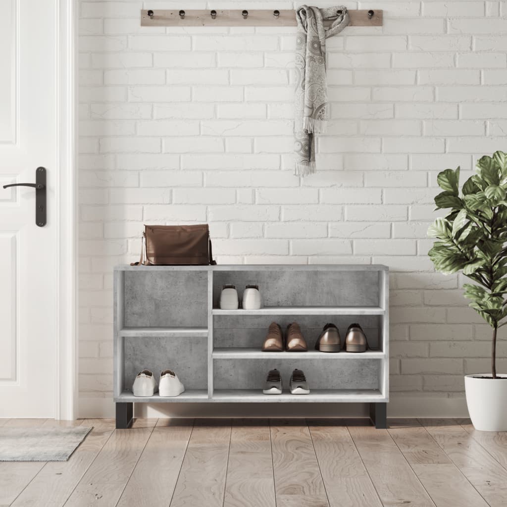 Schoenenkast 102X36X60 Cm Bewerkt Hout Betongrijs
