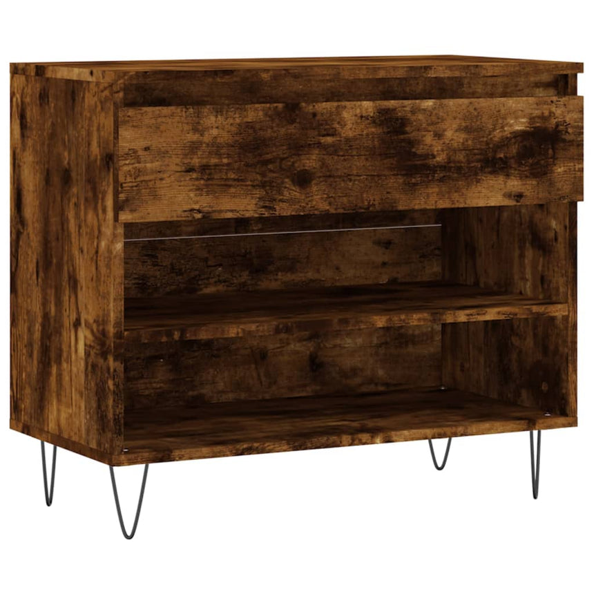 Schoenenkast 70X36X60 Cm Bewerkt Hout Kleurig Gerookt Eiken