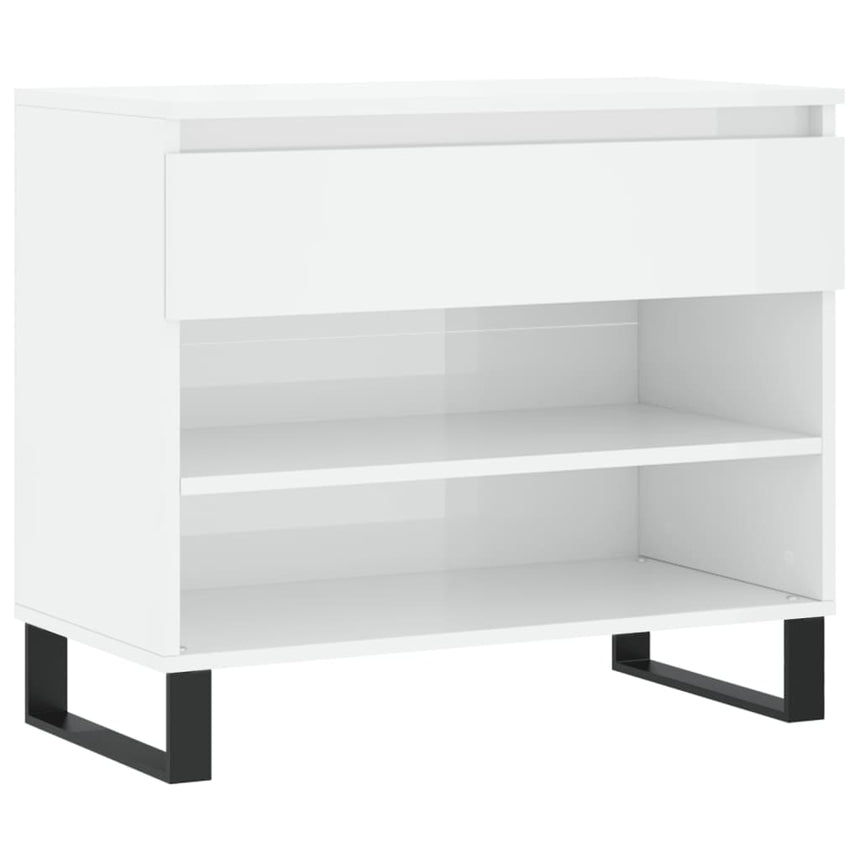 Schoenenkast 70X36X60 Cm Bewerkt Hout Hoogglans Wit