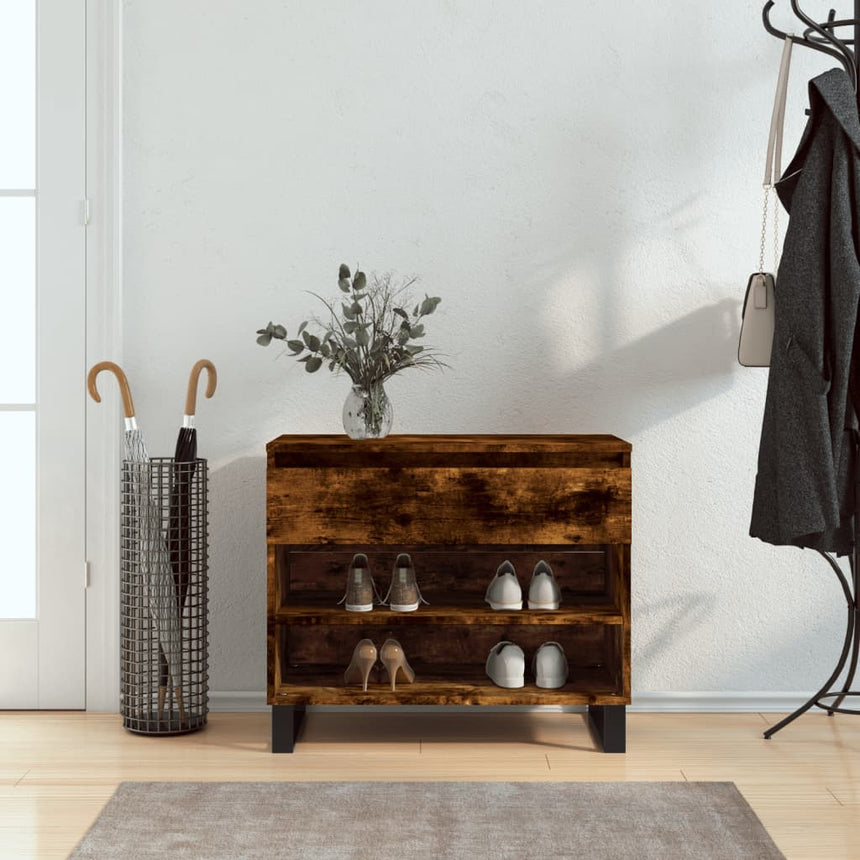 Schoenenkast 70X36X60 Cm Bewerkt Hout Kleurig Gerookt Eiken