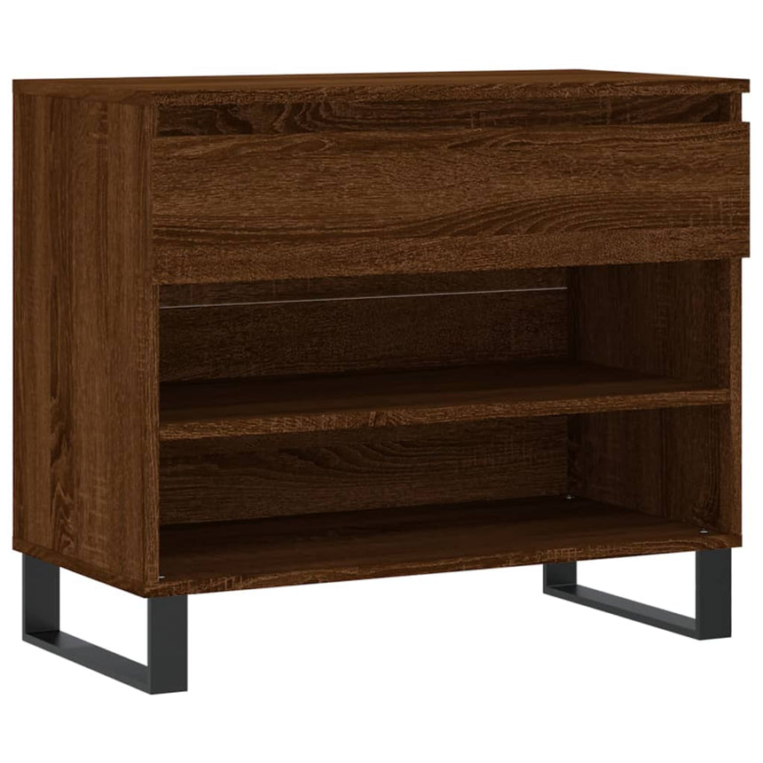 Schoenenkast 70X36X60 Cm Bewerkt Hout Bruin Eikenkleur Grijs Sonoma