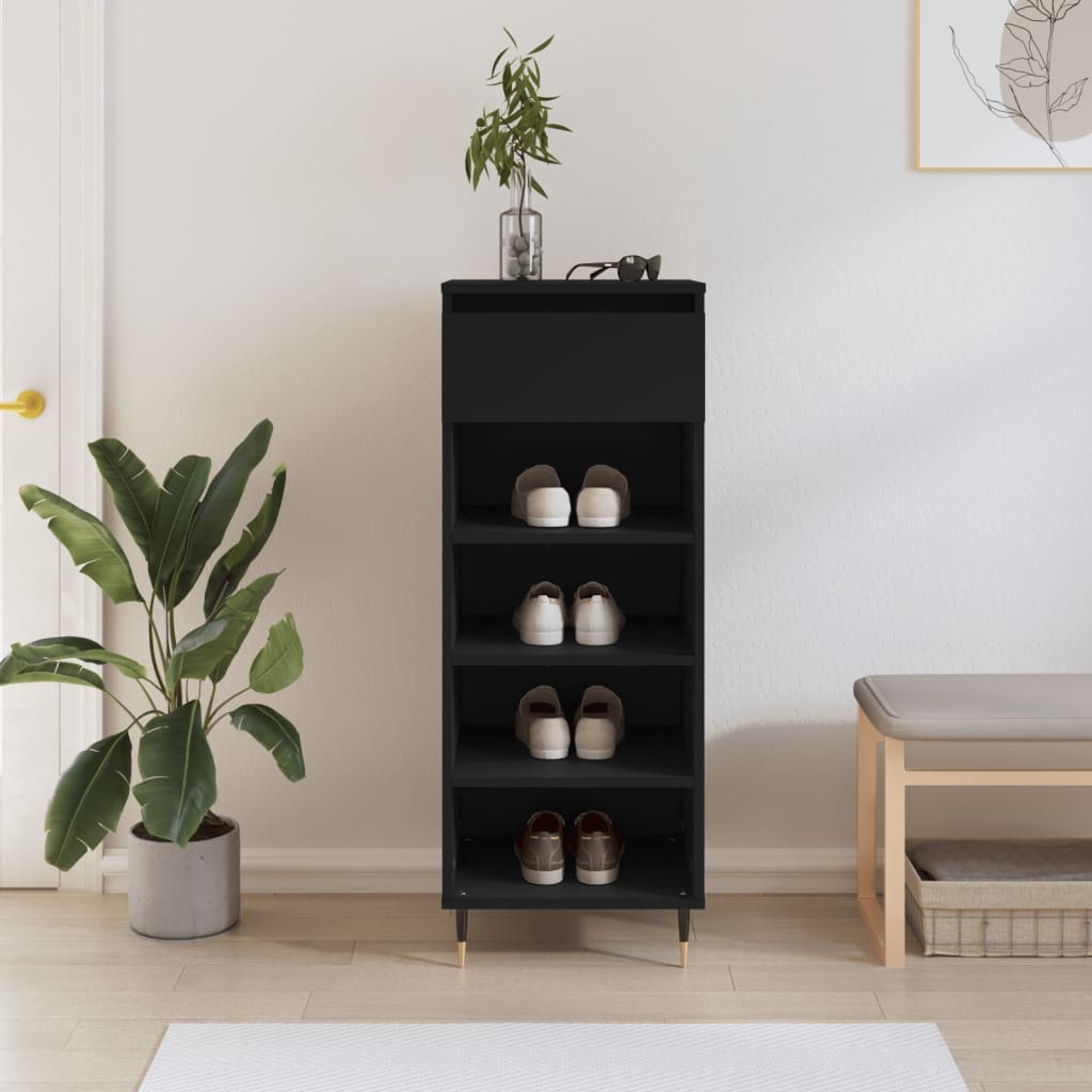 Schoenenkast 40X36X105 Cm Bewerkt Hout Zwart
