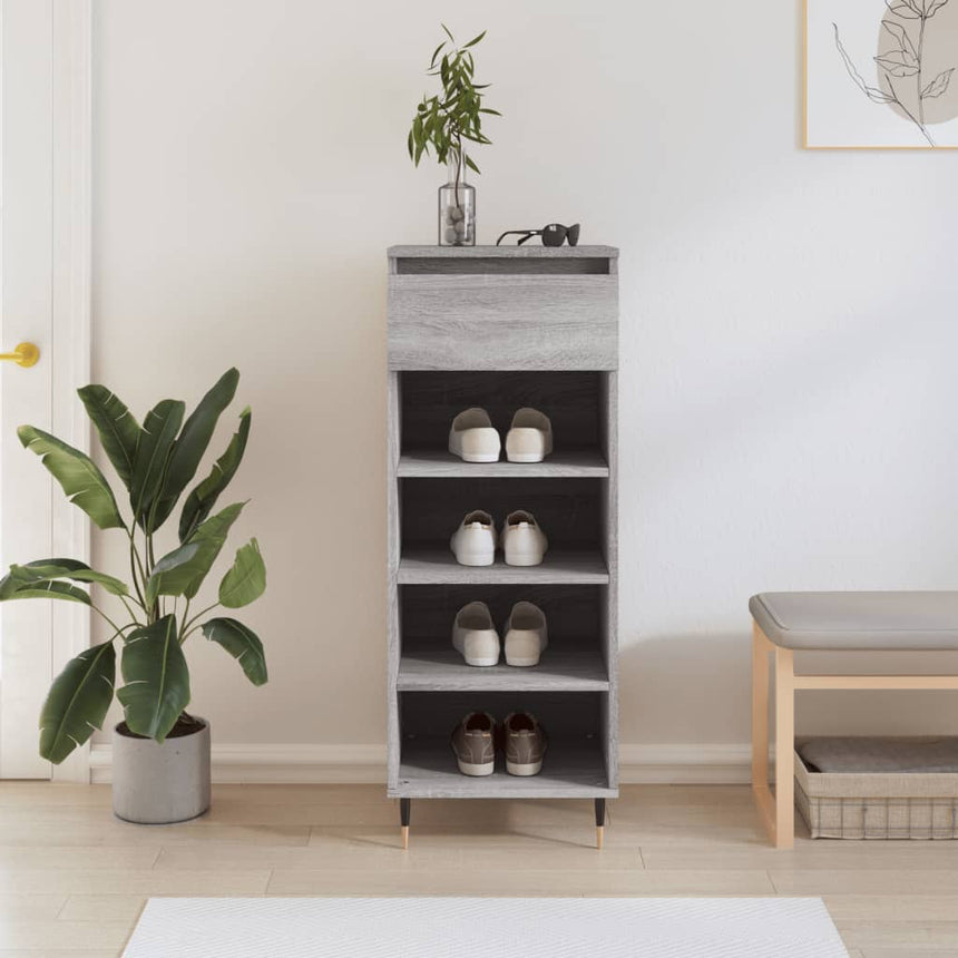 Schoenenkast 40X36X105 Cm Bewerkt Hout Grijs Sonoma