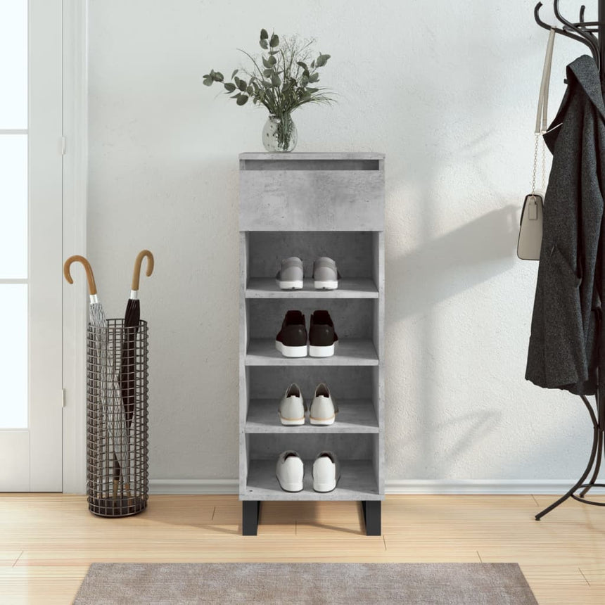 Schoenenkast 40X36X105 Cm Bewerkt Hout Betongrijs