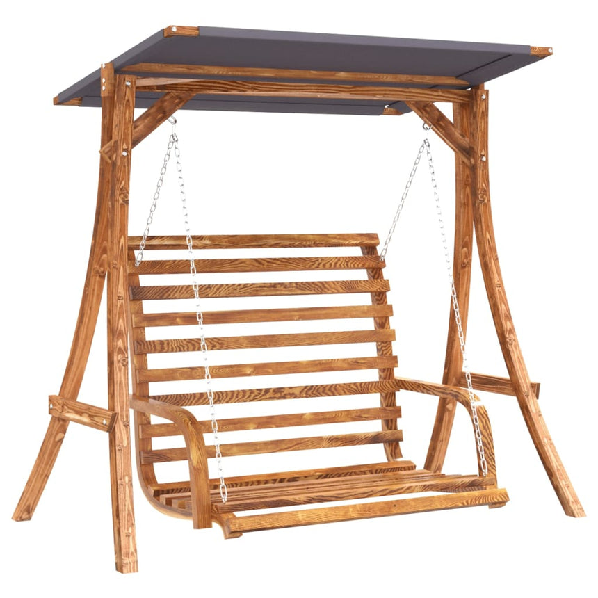 Schommelbank Met Luifel Vurenhout Met Teak Afwerking