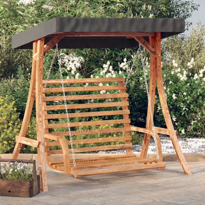 Schommelbank Met Luifel Vurenhout Met Teak Afwerking