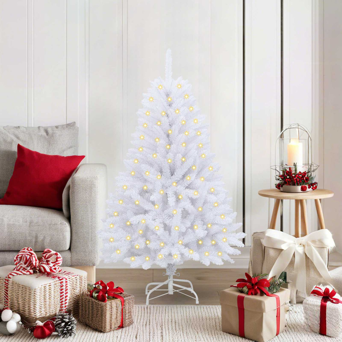 vidaXL Sapin de Noël artificiel avec 150 LED Blanc 120 cm PVC et métal