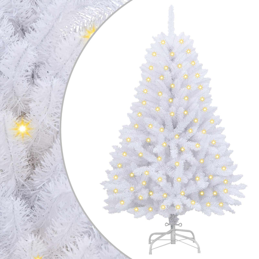 vidaXL Sapin de Noël artificiel avec 150 LED Blanc 120 cm PVC et métal