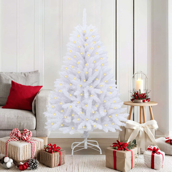 vidaXL Sapin de Noël artificiel avec 150 LED Blanc 150 cm PVC et métal