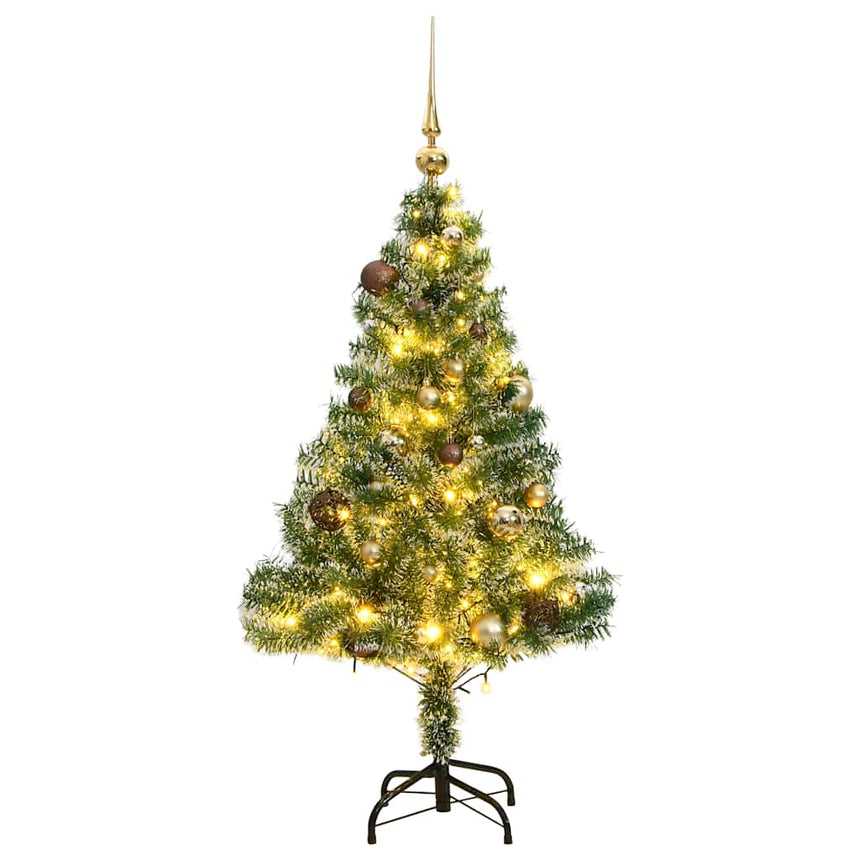 Kunstkerstboom 150 Led's Kerstballen En Sneeuw Zwart