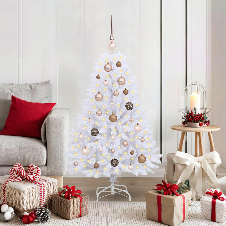 vidaXL Sapin de Noël artificiel Blanc 68 x 68 x 120 cm PVC et métal
