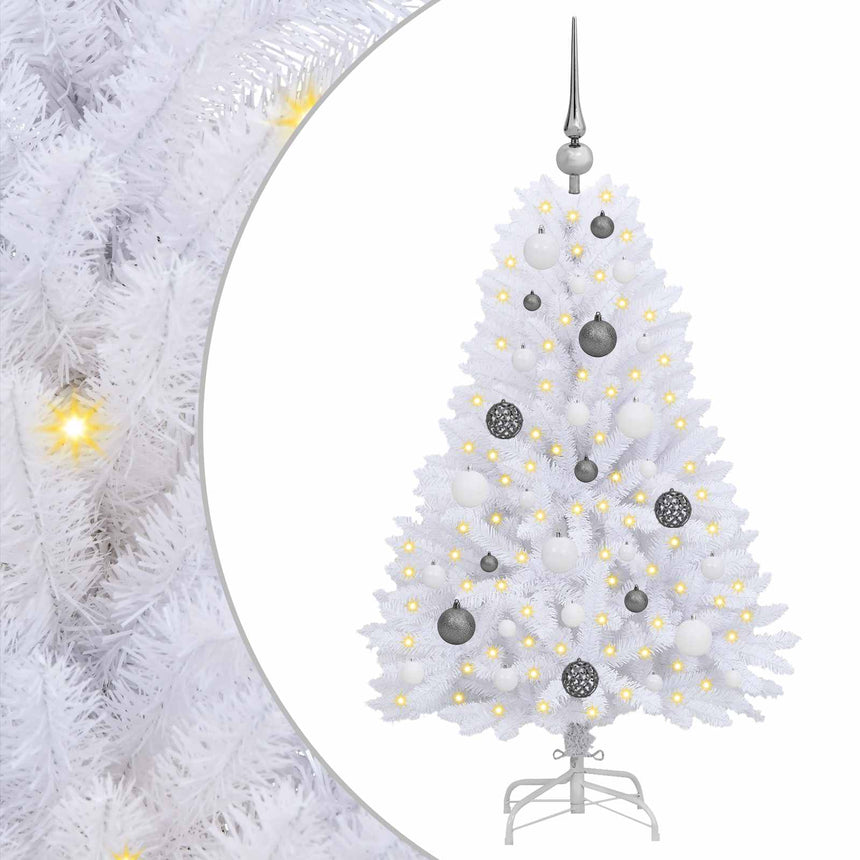 vidaXL Sapin de Noël artificiel Blanc 68 x 68 x 120 cm PVC et métal