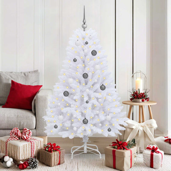 vidaXL Sapin de Noël artificiel Blanc 80 x 80 x 150 cm PVC et métal