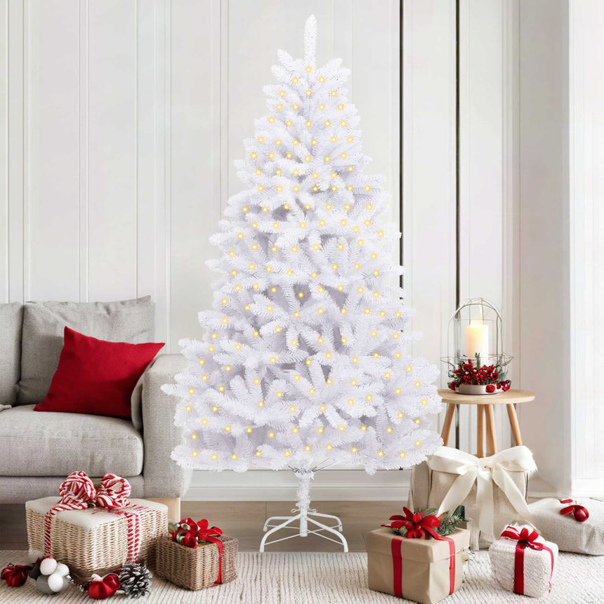 vidaXL Sapin de Noël artificiel avec 300 LED Blanc 180 cm PVC et métal