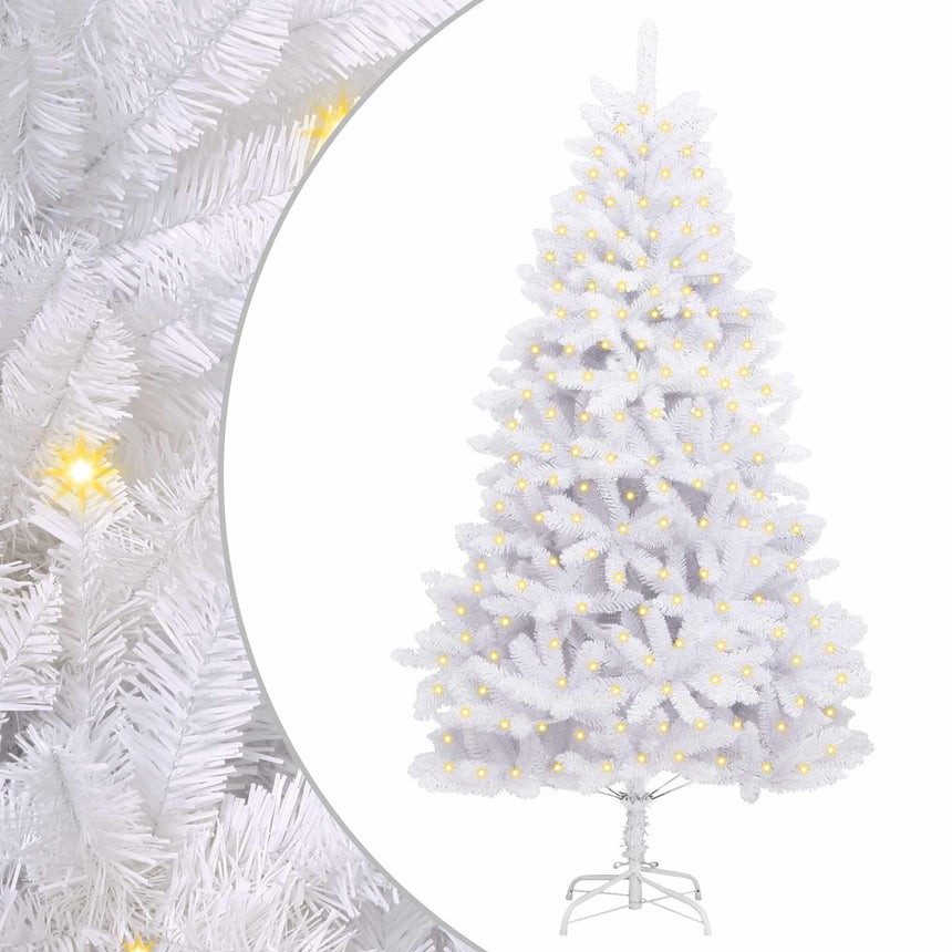 vidaXL Sapin de Noël artificiel avec 300 LED Blanc 180 cm PVC et métal