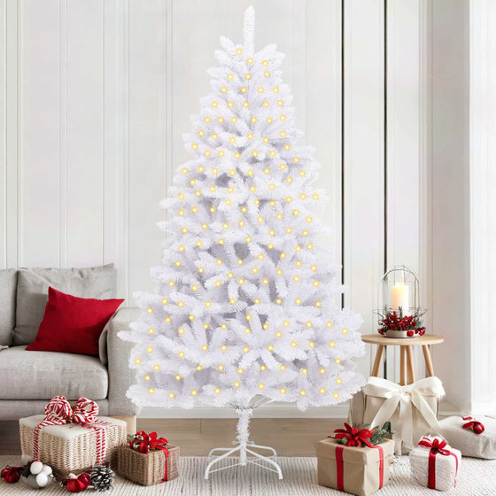 vidaXL Sapin de Noël artificiel avec 300 LED Blanc 210 cm PVC et métal