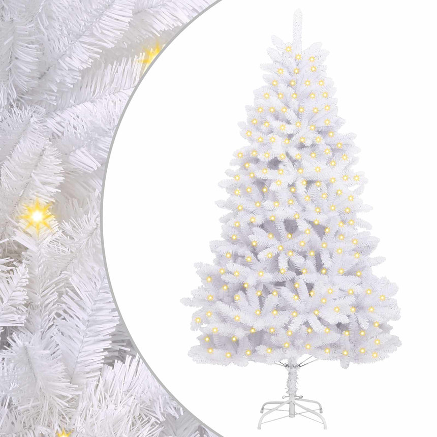 vidaXL Sapin de Noël artificiel avec 300 LED Blanc 210 cm PVC et métal
