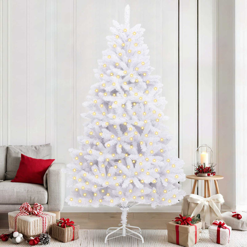 vidaXL Sapin de Noël artificiel avec 300 LED Blanc 240 cm PVC et métal