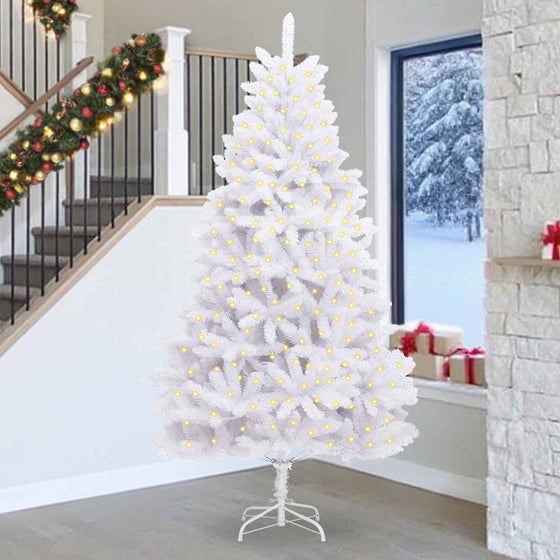 vidaXL Sapin de Noël artificiel avec 300 LED Blanc 270 cm PVC et métal