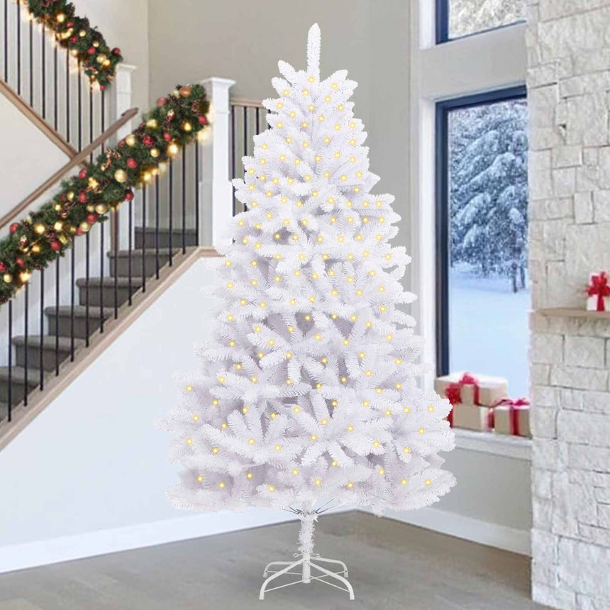 vidaXL Sapin de Noël artificiel avec 300 LED Blanc 300 cm PVC et métal