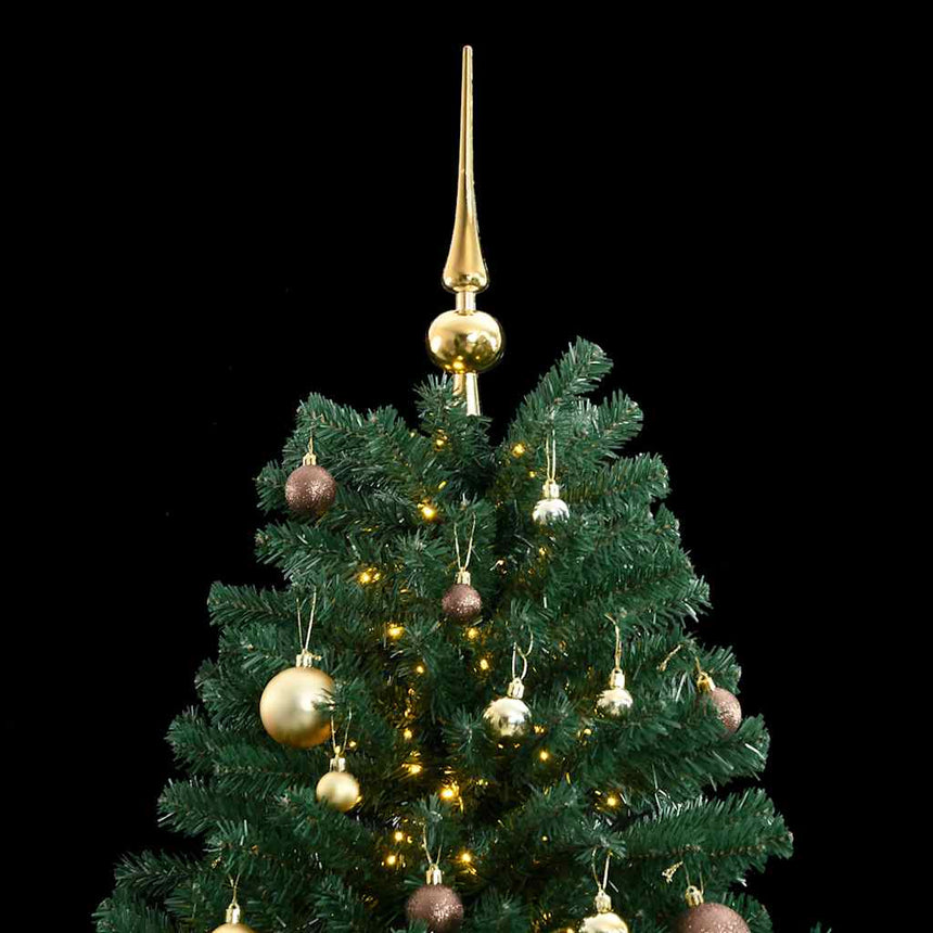 Kunstkerstboom Met Scharnieren 300 Led's En Kerstballen 180 Cm Zilver