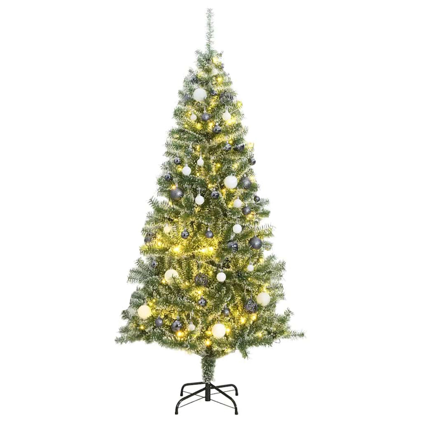 Kunstkerstboom Met 300 Led's Kerstballen En Sneeuw Zwart