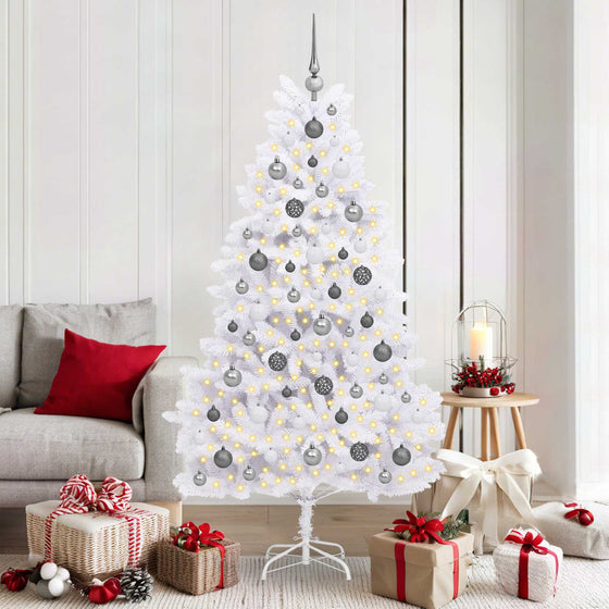 vidaXL Sapin de Noël artificiel Blanc 90 x 90 x 180 cm PVC et métal