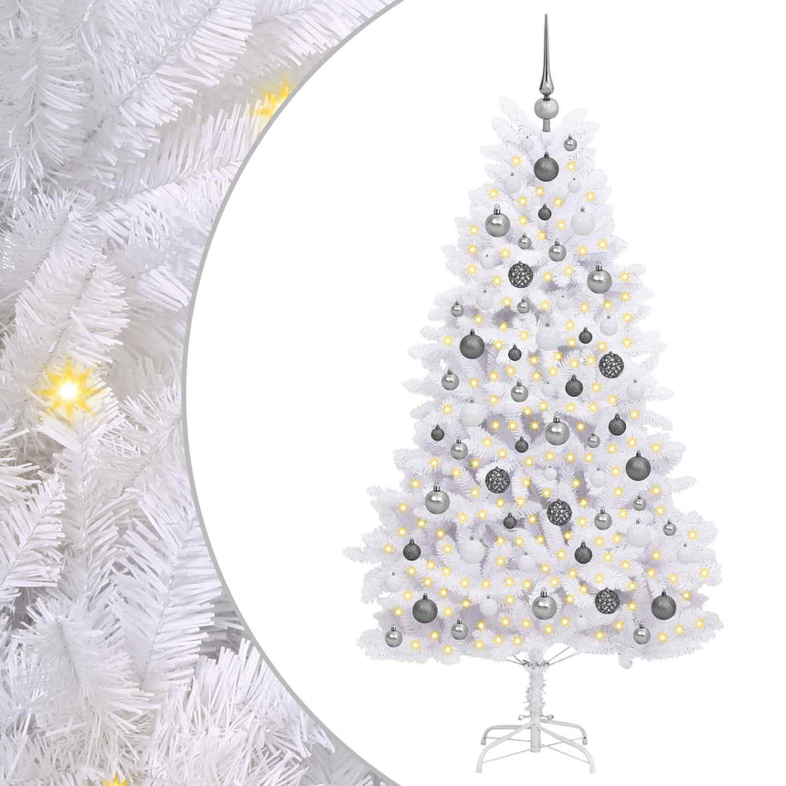 vidaXL Sapin de Noël artificiel Blanc 90 x 90 x 180 cm PVC et métal