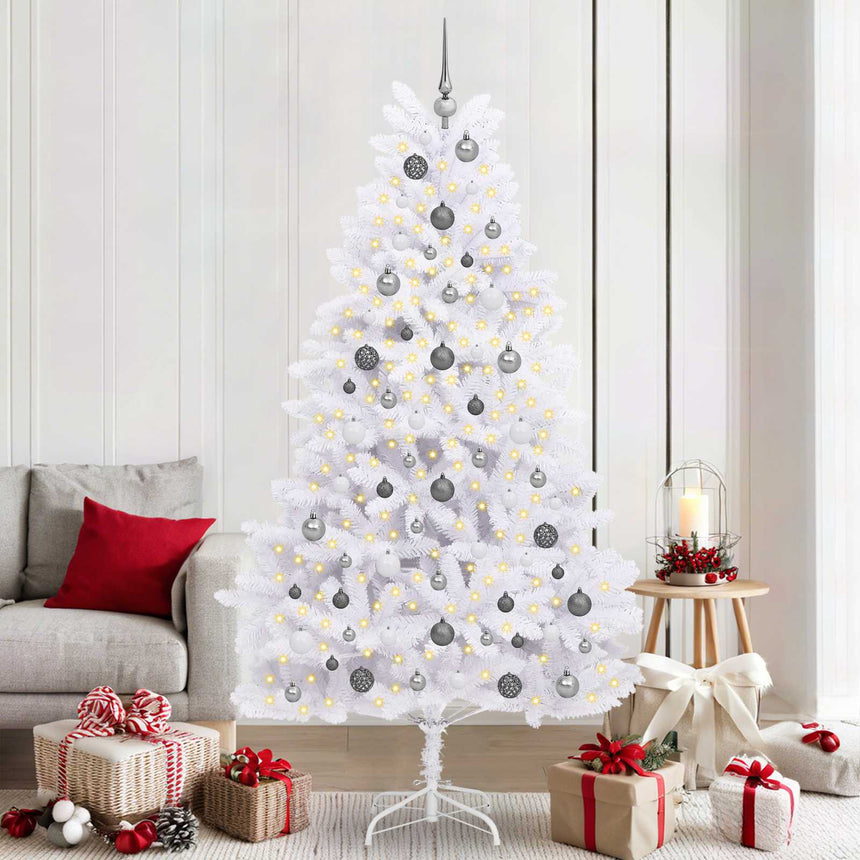 vidaXL Sapin de Noël artificiel Blanc 106 x 106 x 210 cm PVC et métal