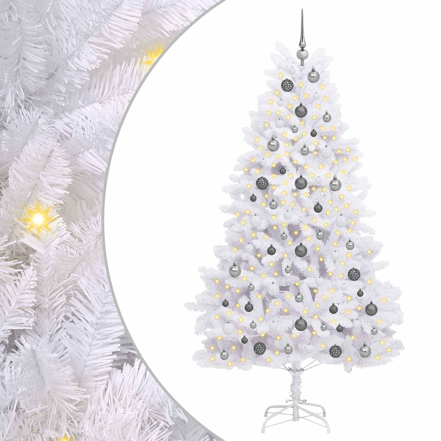 vidaXL Sapin de Noël artificiel Blanc 106 x 106 x 210 cm PVC et métal