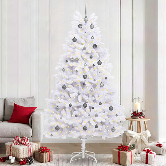 vidaXL Sapin de Noël artificiel Blanc 120 x 120 x 240 cm PVC et métal