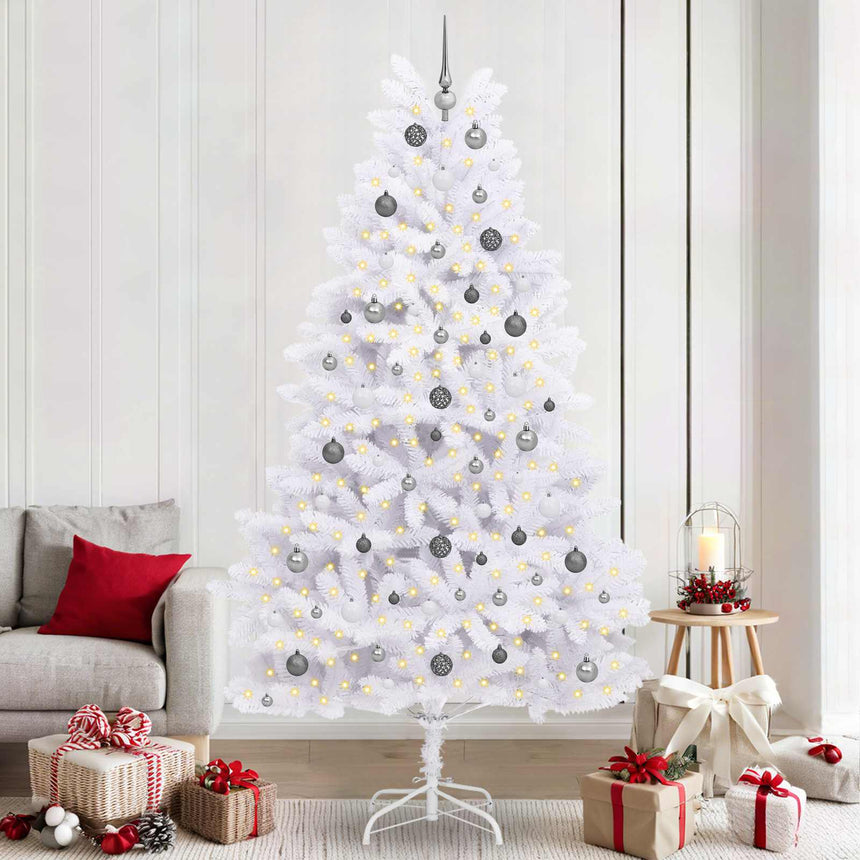 vidaXL Sapin de Noël artificiel Blanc 120 x 120 x 240 cm PVC et métal