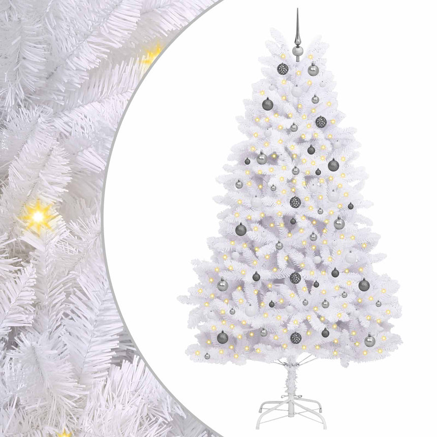 vidaXL Sapin de Noël artificiel Blanc 120 x 120 x 240 cm PVC et métal