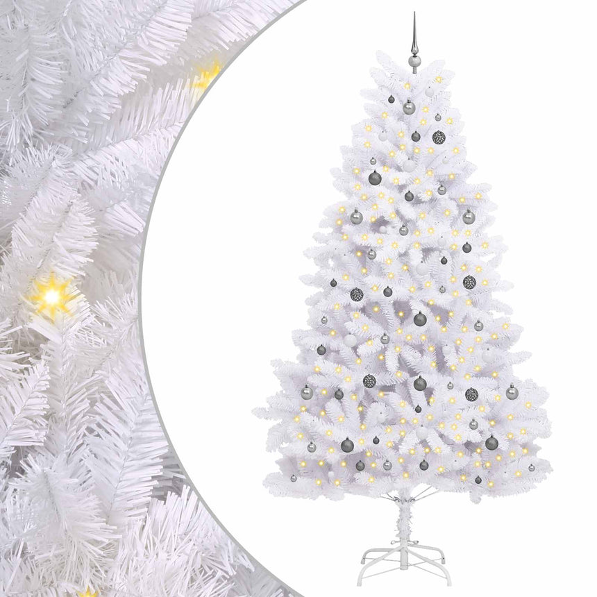 vidaXL Sapin de Noël artificiel Blanc 128 x 128 x 270 cm PVC et métal