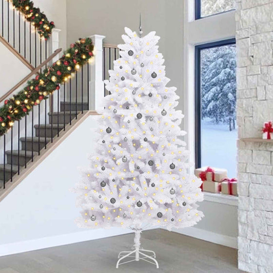 vidaXL Sapin de Noël artificiel Blanc 138 x 138 x 300 cm PVC et métal