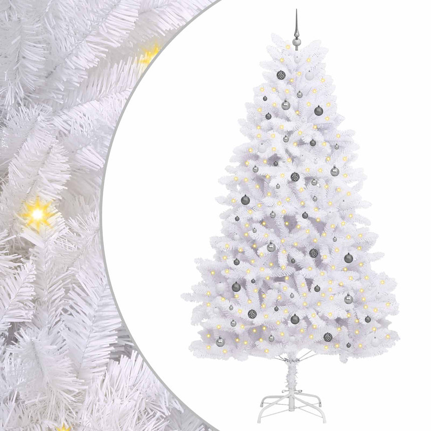 vidaXL Sapin de Noël artificiel Blanc 138 x 138 x 300 cm PVC et métal