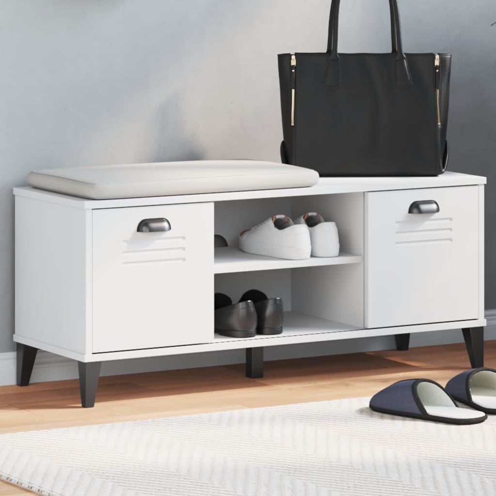 Schoenenbank Viken 106X35X45 Cm Bewerkt Hout Wit