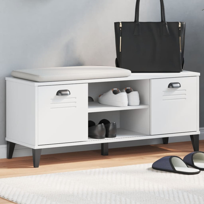 Schoenenbank Viken 106X35X45 Cm Bewerkt Hout Wit
