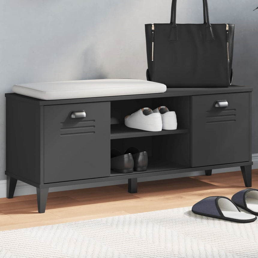 Schoenenbank Viken 106X35X45 Cm Bewerkt Hout Zwart