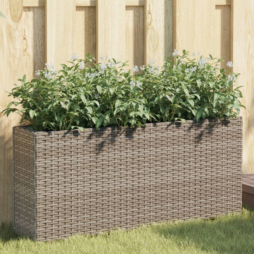 Plantenbak Met 2 Potten 90X20X40 Cm Poly Rattan