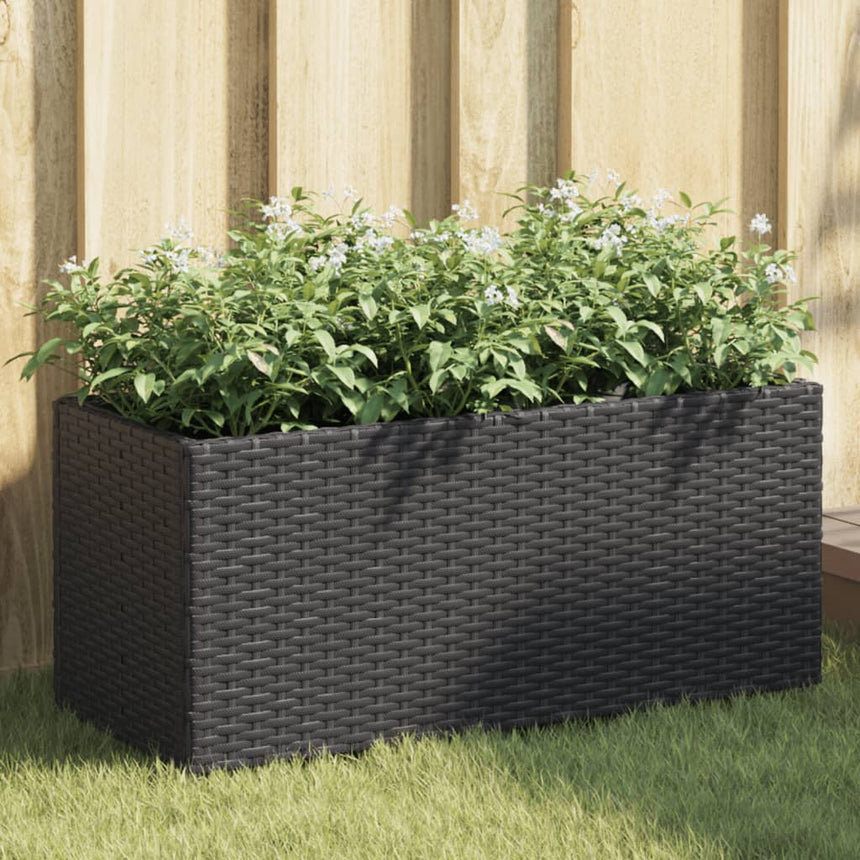 Plantenbak Met 2 Potten Poly Rattan