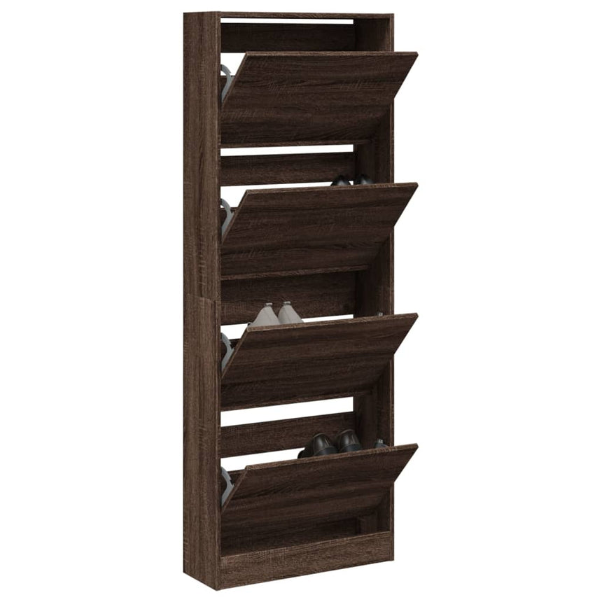 Schoenenkast 80X21X125,5 Cm Bewerkt Hout Bruin Eikenkleur