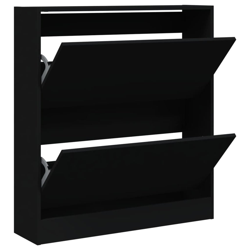Schoenenkast 80X21X87,5 Cm Bewerkt Hout Zwart Wit