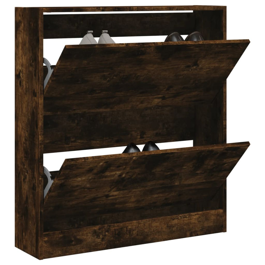 Schoenenkast 60X34X96,5 Cm Bewerkt Hout Kleurig Gerookt Eiken
