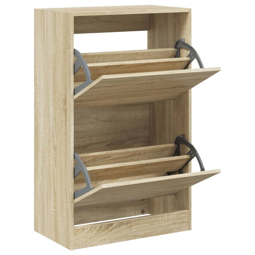Schoenenkast 60X34X96,5 Cm Bewerkt Hout Kleurig Sonoma Eiken